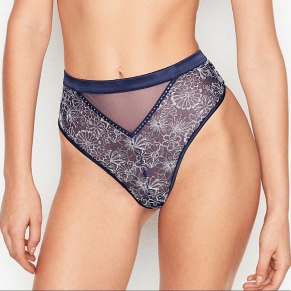 💖 VS SEXY High Waist Thong Embroidered w Crystals - Picture 1 of 6
